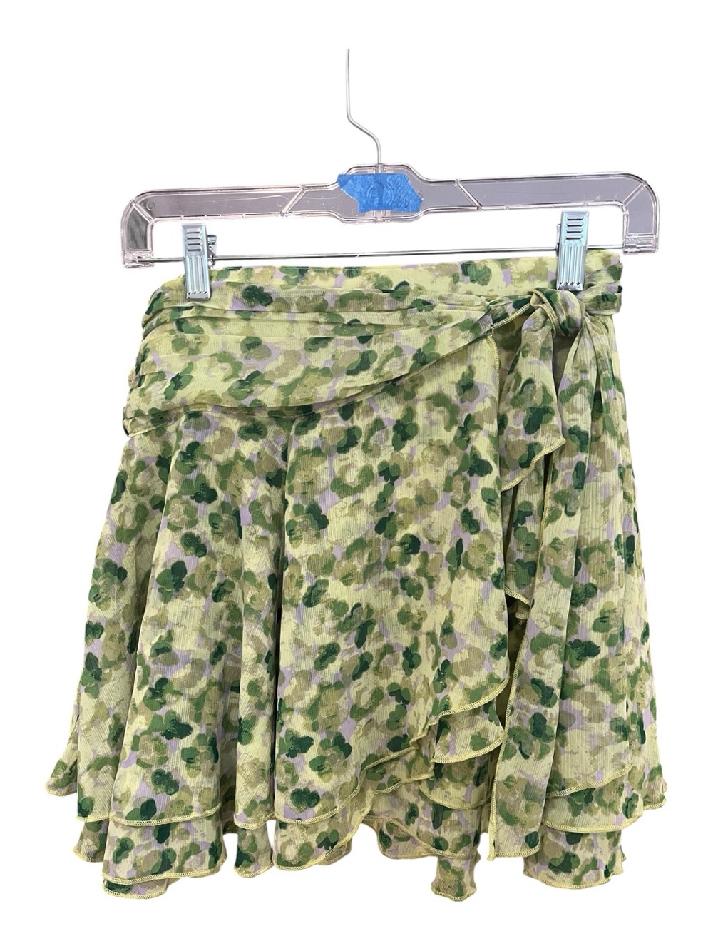 aerie Green Floral Tiered Wrap Skirt